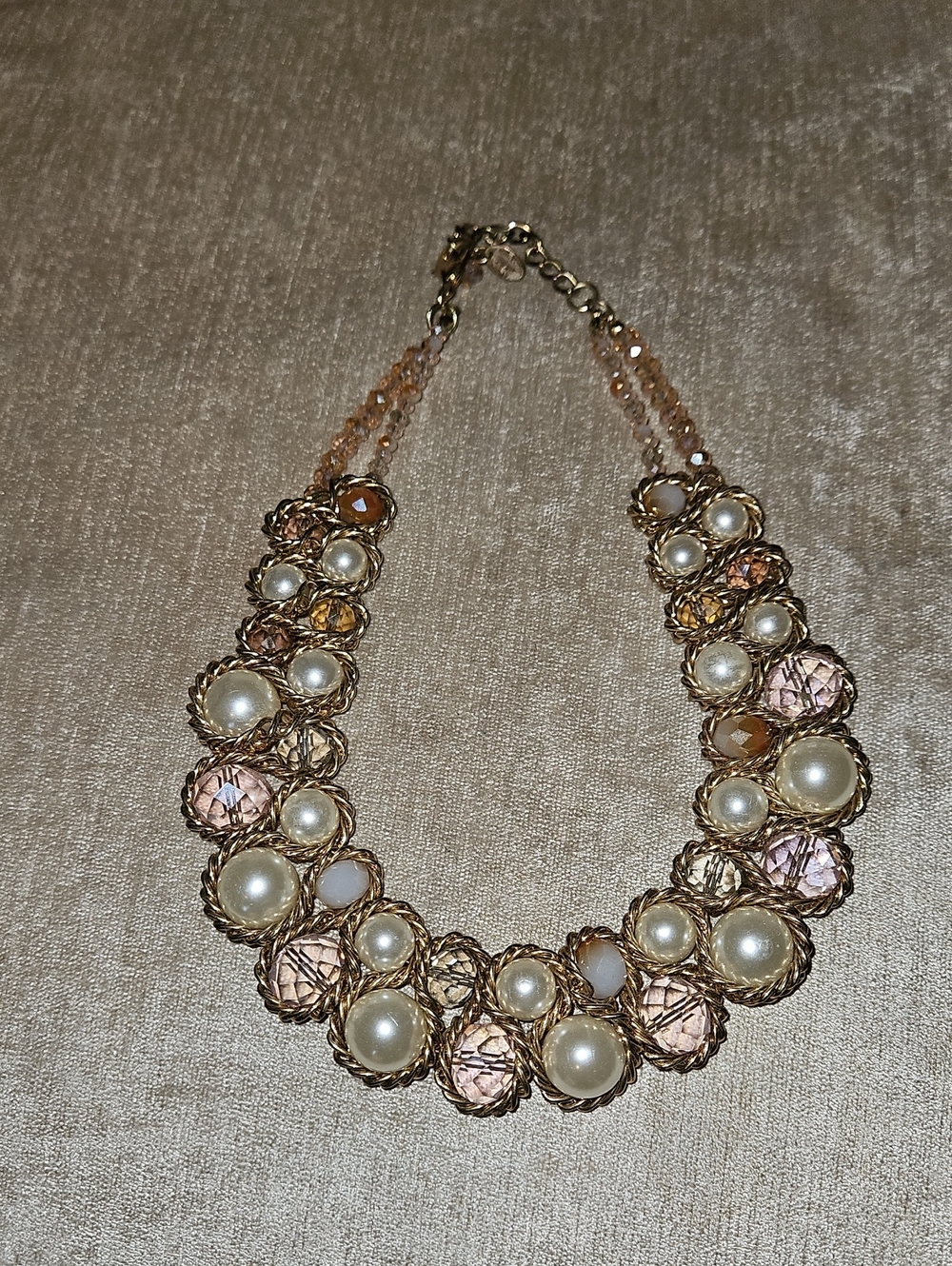 RSVP Gold-Tone Necklace with Blush Crystals & Pearls